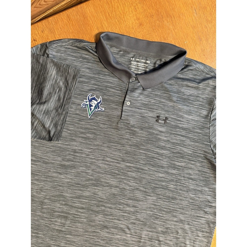 Under Armour Polo Shirt 3XL Gray Heather Viking Logo Loose Performance Golf